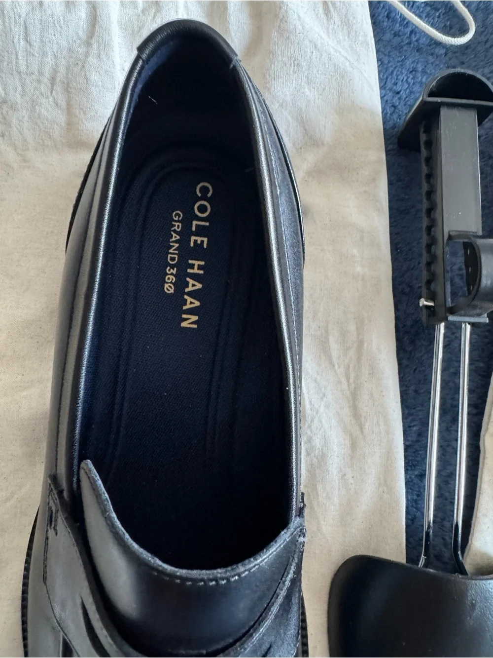 Cole Haan Men’s Black Leather Carney  Penny Loafers